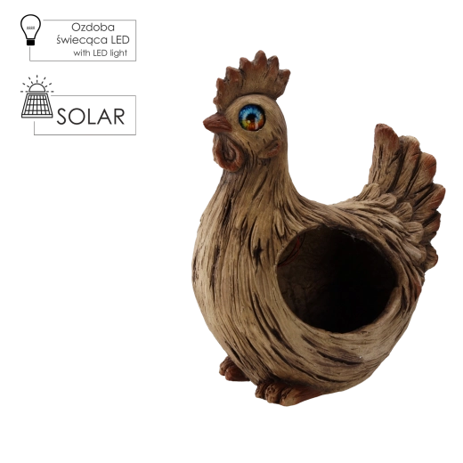 Kerti virágtartó kakas szolár LED világítással 29,5 × 20 × 38 cm