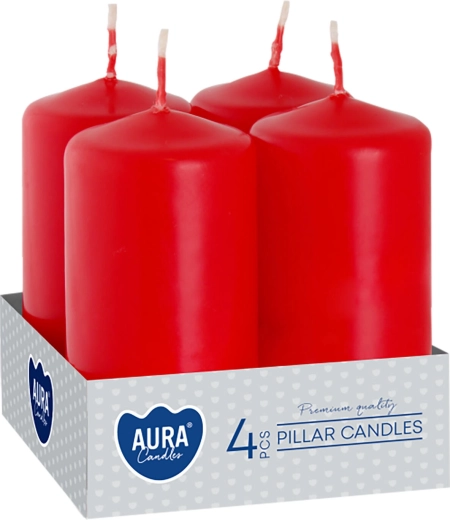 Piros adventi gyertyák 80 × 40 mm – 4 db