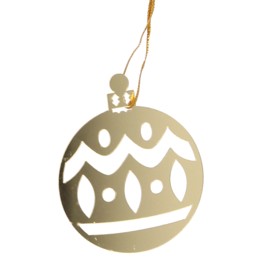 Arany karácsonyi gömbök kivágásokkal 8 × 6 cm, 3 db-os készlet