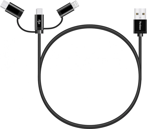 Univerzális 3 az 1-ben töltőkábel USB-C, Micro USB és Lightning csatlakozókkal