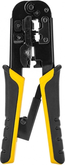 Deli Tools krimpelő fogó RJ45/RJ14/RJ12/RJ9 hálózati csatlakozókhoz (4/6/8P)