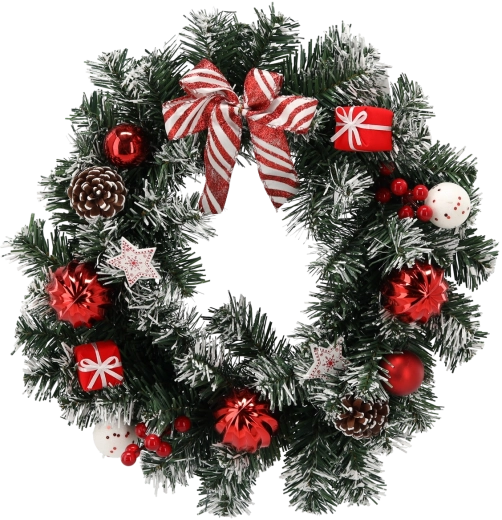 Karácsonyi koszorú 40 cm fehér-piros