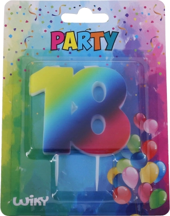 Szivárványos 18-as számú születésnapi gyertya