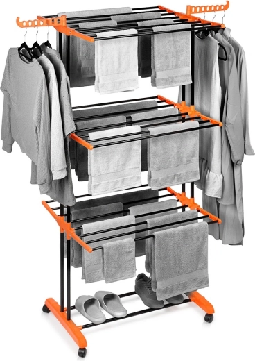 Fém függőleges, kerekes XXL ruhaszárító 73 × 170 cm