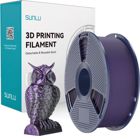 Sunlu PLA+ Silk két színű filament fekete és lila