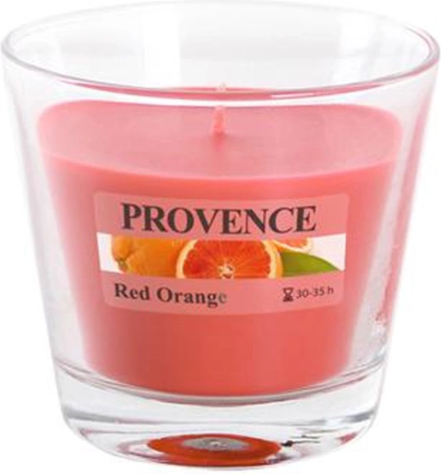 Illatgyertya üvegben Provence vörös narancs 35 óra