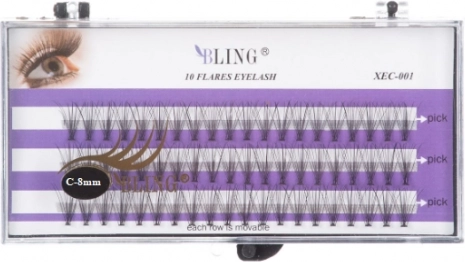 Selyem szempillacsomók BLING - C csavar, 8 mm