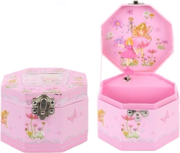 Rózsaszín zenélő ékszerdoboz balerinával és tükröcskével