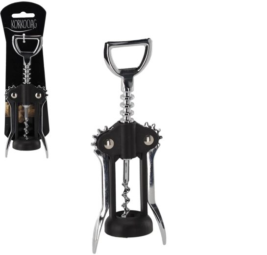 Rozsdamentes, kétlépcsős boros dugóhúzó