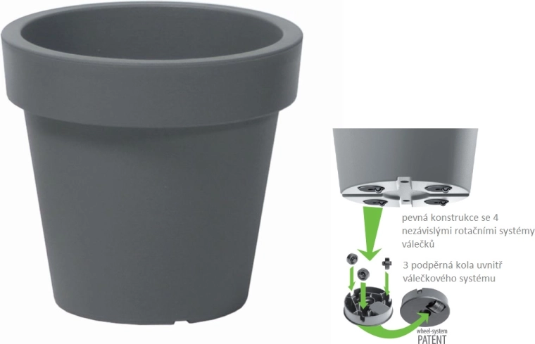 Lofly virágtartó 58,2 cm szürke kő, kerekeken