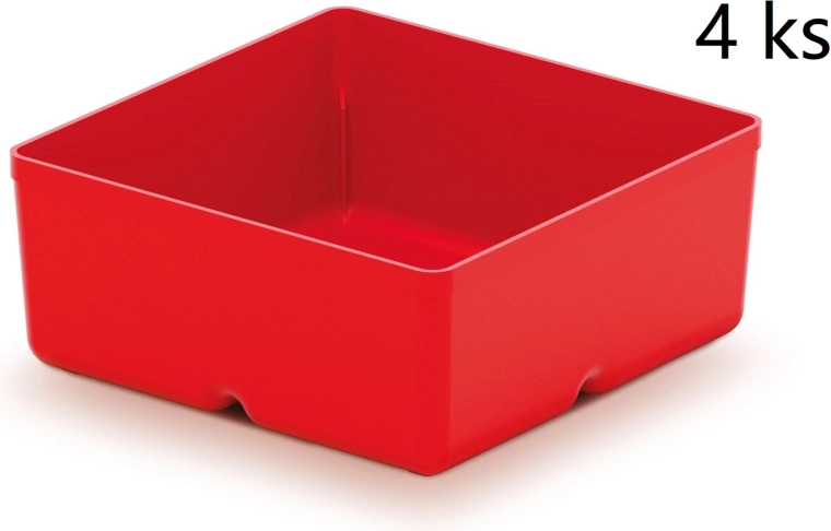 4 darabos Unite Box műanyag szerszámos dobozkészlet, piros, 110 × 110 × 112 mm