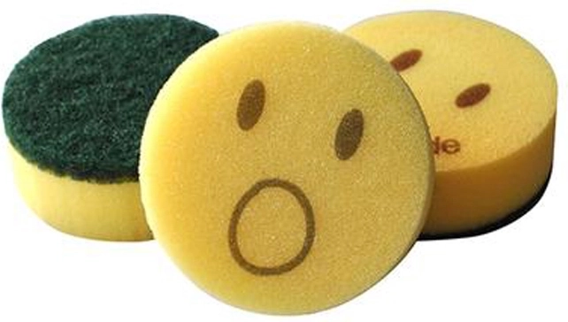 Kerek mosogatószivacsok Smiley mintával, 6 db