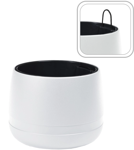 Függesztett Koma Waza virágtartó, 48 cm – fehér polipropilén belső betéttel