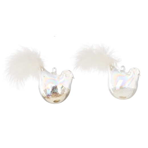 Üveg karácsonyi madár dísz – 6 db-os szett