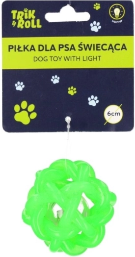 Világító kutyalabda zöld 6 cm