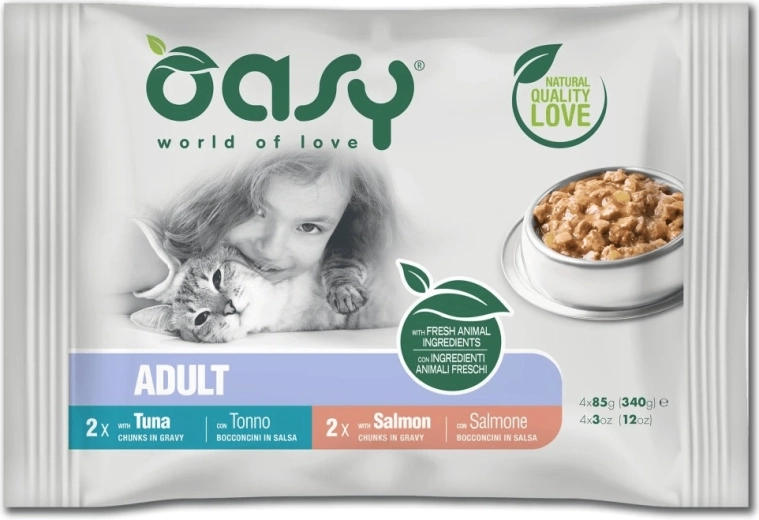 Oasy tasakok felnőtt macskáknak szószban – halválogatás 4×85 g
