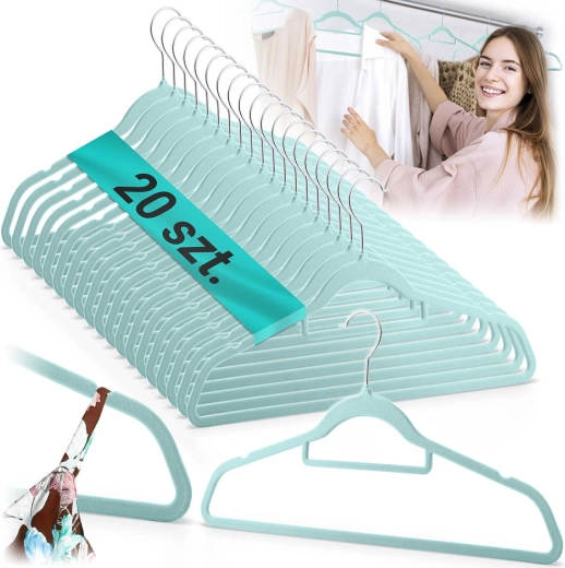 Velúr vállfa ruhákhoz, 20 db, MASSIDO