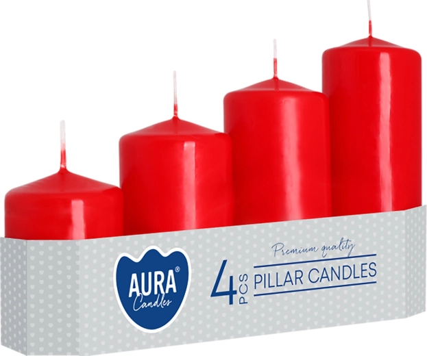 Piros lépcsőzetes adventi gyertyák, 4,8 cm - 4 db