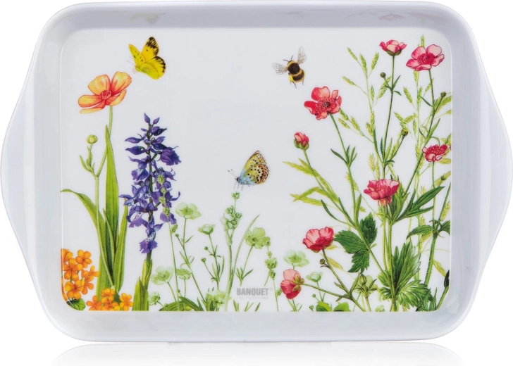 Melamin tálca Meadow 21 × 14 cm, fehér
