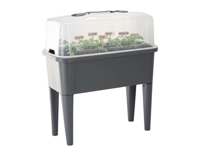 Megemelt melegház asztallal és fedéllel, antracit 76 × 38 × 83 cm