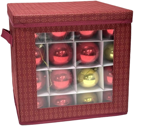 Piros karácsonyfadísz-tároló rendszerező 33 × 33 × 33 cm – 1 db