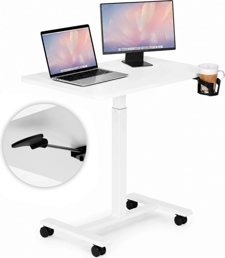 ModernHome gurulós, magasságában állítható laptopasztal 70 × 48 cm fehér