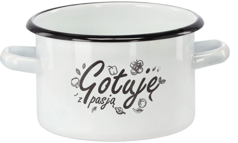 Zománcozott fazék 2 l, 16 cm, fehér – szenvedéllyel főzök