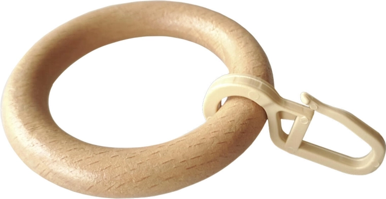 Fa függönykarika kampóval, natúr lakkozás (10 db)