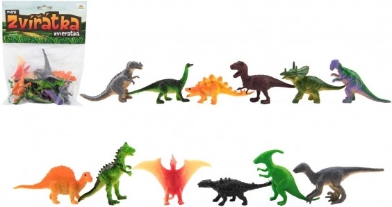 Mini dinoszauruszok – műanyag figurák 6-7 cm, 12 db
