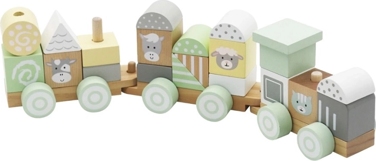 BABY MIX fa vonat építőkockákkal