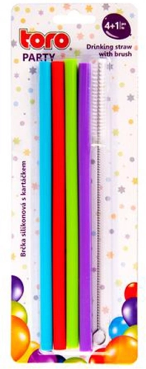 Toro szilikon szívószálak 20 cm tisztítókefével (4 db)