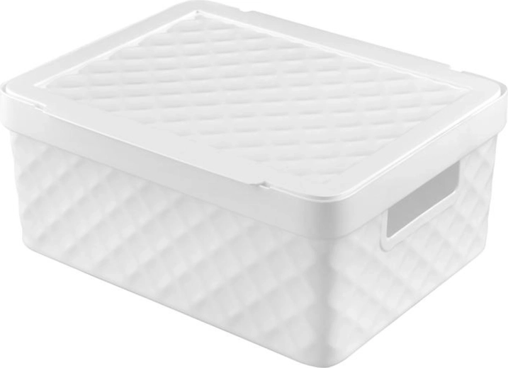 Műanyag tárolókosár fedéllel HEIDRUN Diamond 36 × 27 × 14 cm – 1 darab