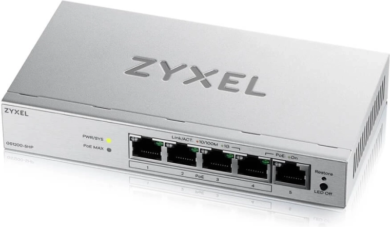 Zyxel GS1200-5HP v3 – 5 portos gigabites PoE hálózati, felügyelhető switch