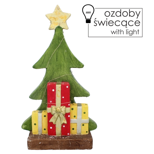 Karácsonyi figura – ajándékos fácska LED világítással, 45,5 cm