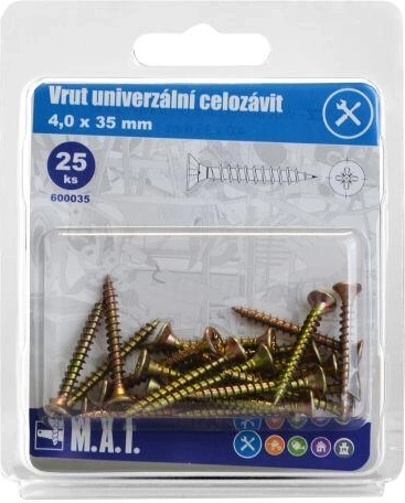 Univerzális facsavar, teljes menettel, 4 × 35 mm, horganyzott (25 db)