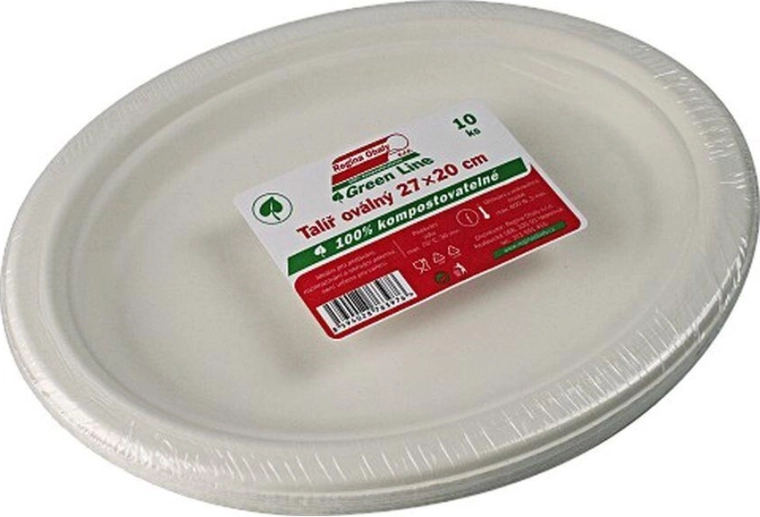 Ovális, egyszer használatos cellulóz tányérok 26 × 19 cm (10 db)