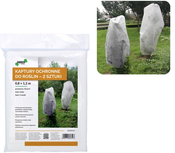Téli növényvédő huzatok 0,8 × 1,2 m, fehér 50 g (2 db)