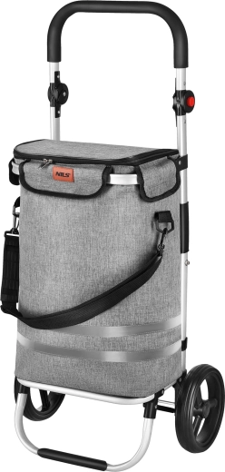 Összecsukható bevásárlókocsi 50 l szürke NILS Premium