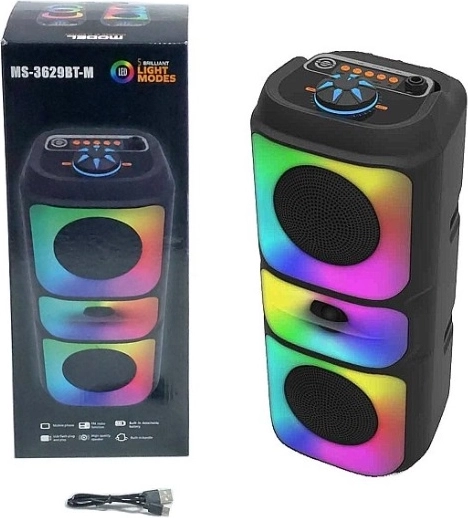 Kompakt Bluetooth hangszóró FM rádióval és RGB LED háttérvilágítással