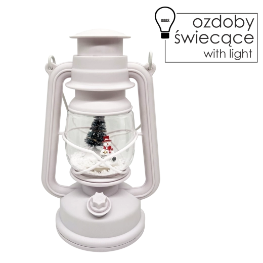 Karácsonyi lámpás meleg LED világítással és zeneszerkezettel – hóember, fehér