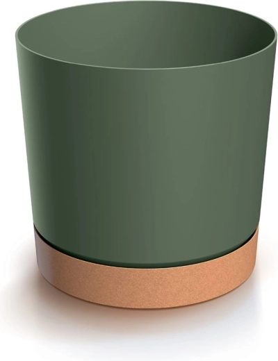TUBO PM virágcserép alátéttel, 39 cm, sötétzöld, NATURO ECO