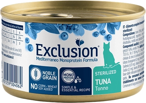 Exclusion Cat Monoprotein Sterilized – tonhalas konzerv sterilizált macskáknak 85 g