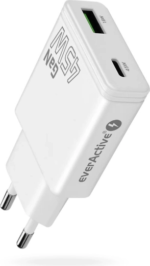 everActive GaN SUPER SLIM ultravékony 45 W-os töltő USB‑C PD-vel és USB‑A QC 3.0-val