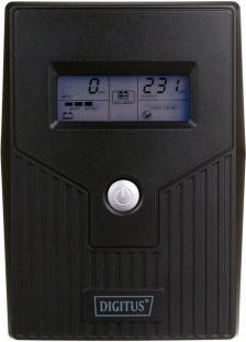 DIGITUS line-interaktív UPS LCD-vel, 600 VA (360 W), AVR, 2x Schuko