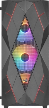 Volcan fekete mid‑tower RGB gamer ház