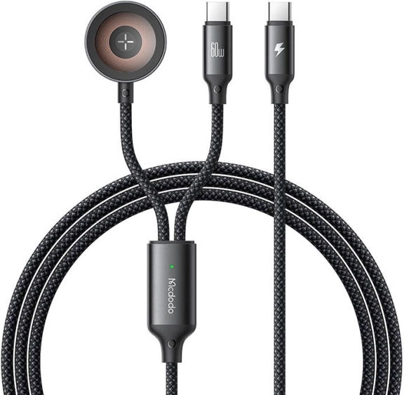 Mcdodo 2 az 1-ben USB-C kábel és töltő Apple Watchhoz, 60W, 1,2m