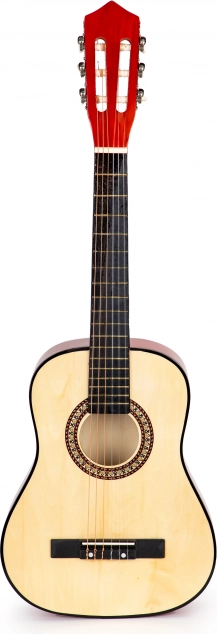 Nagy, gyerekeknek való 6 húros fa gitár ECOTOYS – barna