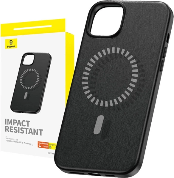 Baseus Fauxther mágneses tok iPhone 15 Pro Max-hoz, fekete