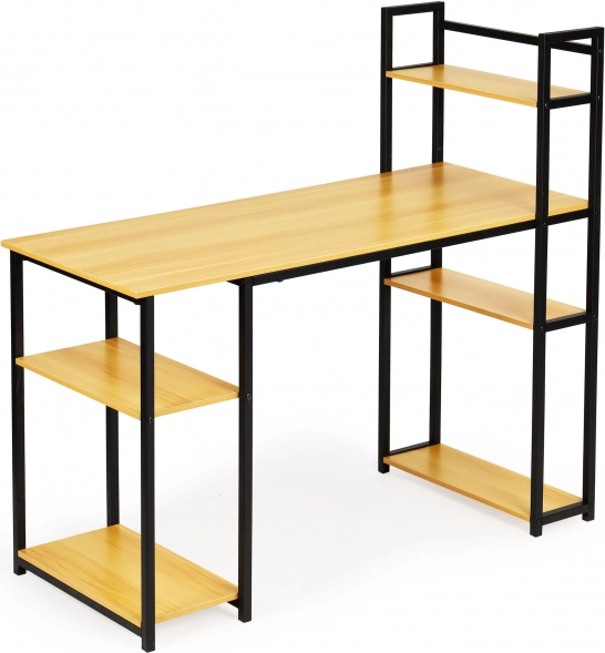 Íróasztal loft stílusú polcokkal világos tölgy