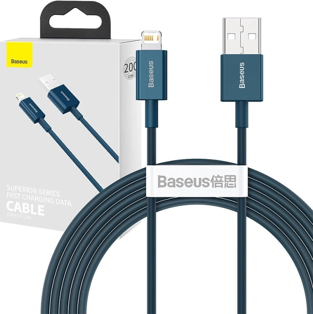 Baseus USB‑A – Lightning kábel 2 m, 2,4 A – kék